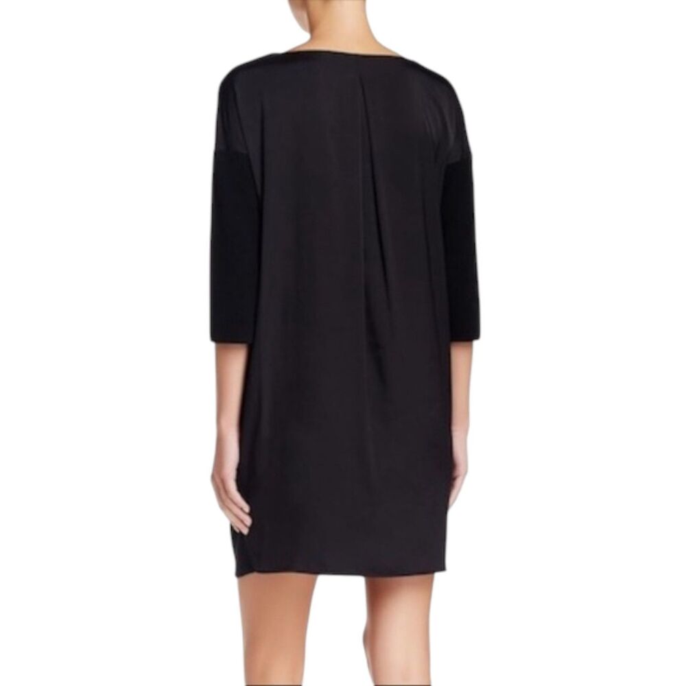Vince Black Merino Wool Mixed Media Sweater Dress Boat Neck Size XXS
